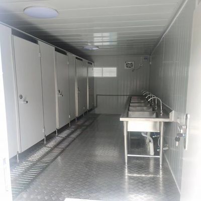 Преддельная ванная комната на открытом воздухе портативный контейнер туалет 20 футов одиночная комната с общественным туалетом сэндвич панель стальной рамы