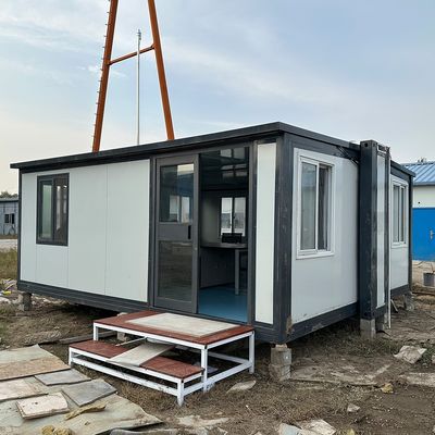 Расширяемый контейнерный дом с готовой стальной бутербродной панелью 20 футов 40 футов с алюминиевым окном
